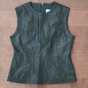 Dea the label Sleeveless Lamb Leather Top Green Womens Size 6